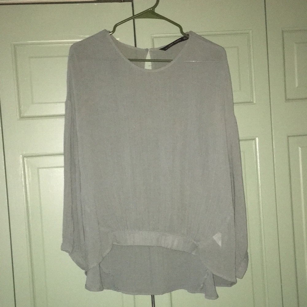 Zara top sage green hi lo gauzy and flowy L